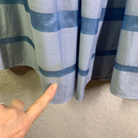 TIBI Blue‎ Colorblock Stripe Silk Sheer A-Line Midi Skirt Size 6 - Picture 12 of 12